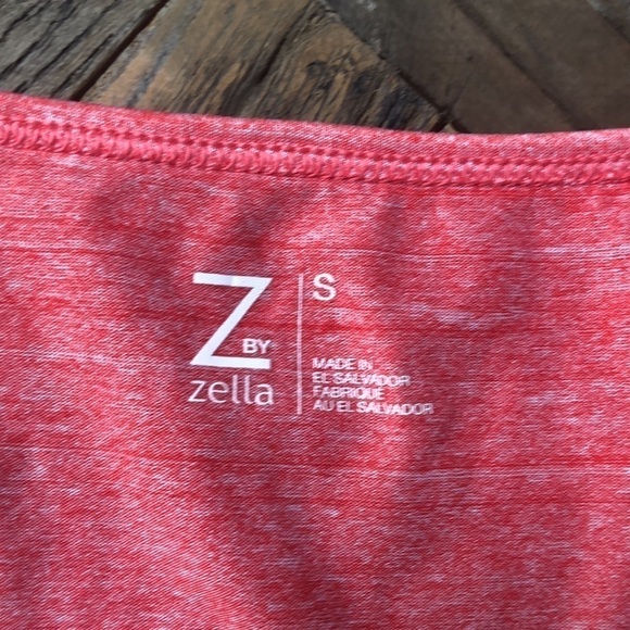 Zella Red-Orange short sleeve athletic top. Size Small - Picture 2 of 8